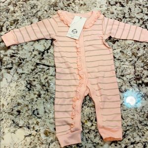 Pink ruffled footless onesie 3-6 month
